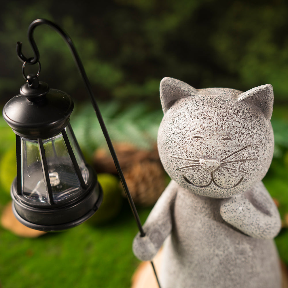 StoneCat™ - Handmade Solar Cat Garden Statue