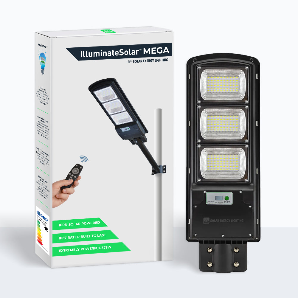 IlluminateSolarMega™- The Ultimate 375W/6500 Lumens Ultra-Bright Solar Street Light