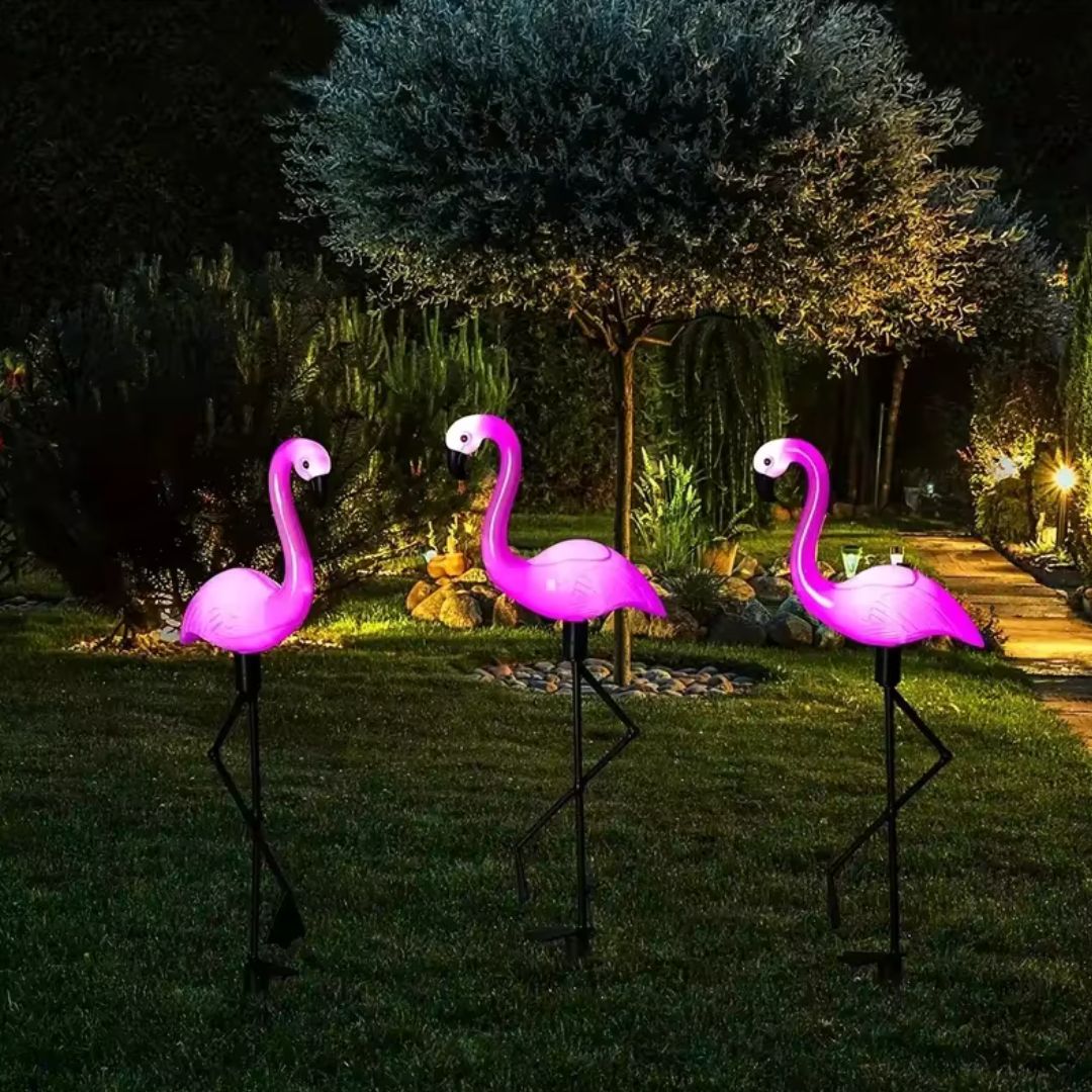 FlamingoGlow - solar-powered LED lawn flamingo lamp