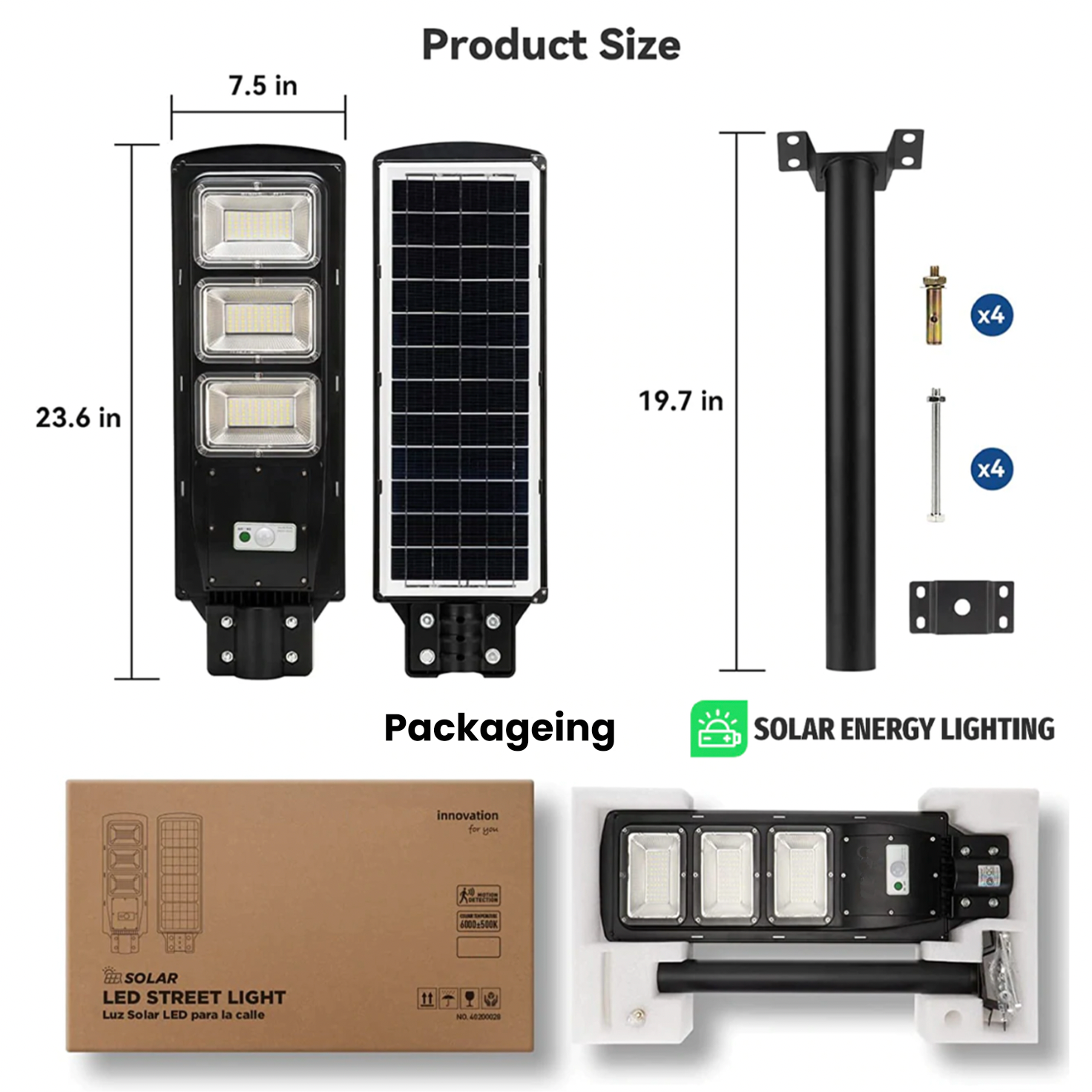 IlluminateSolarMega™- The Ultimate 375W/6500 Lumens Ultra-Bright Solar Street Light