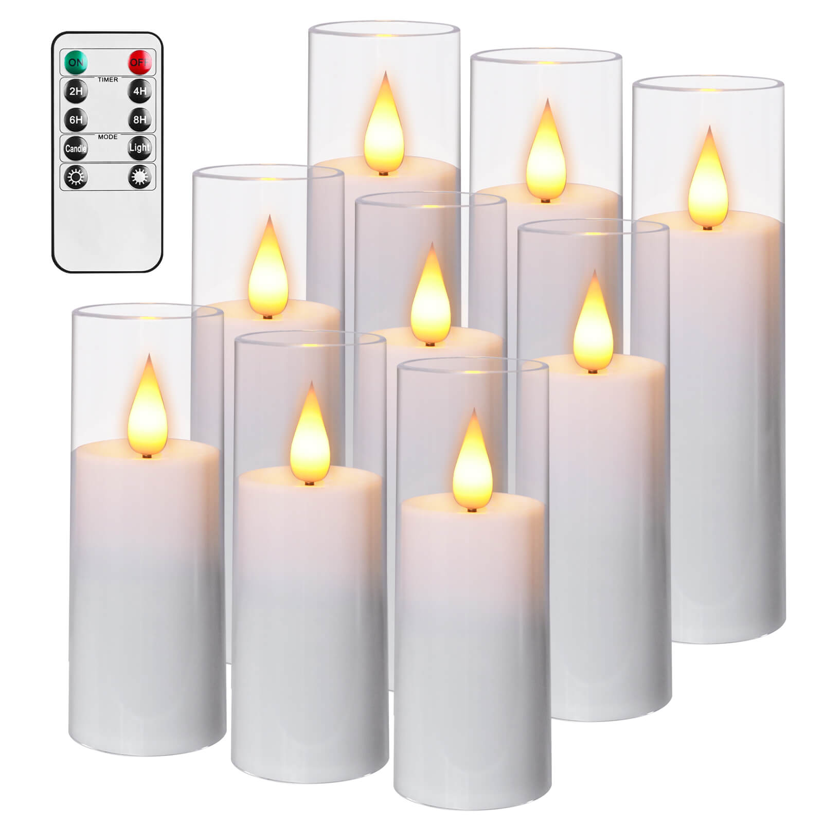 Set of 3 LED Clear Glass Candles