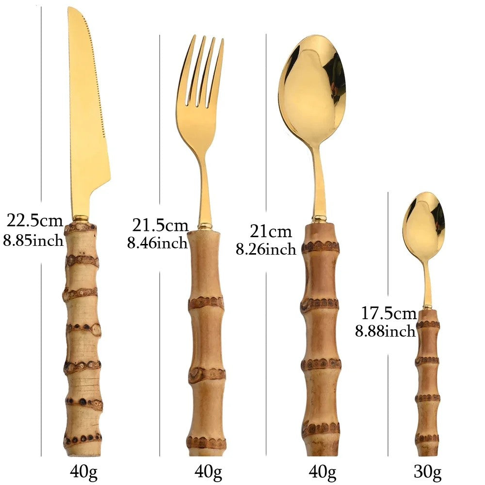 24-Piece Bamboo Cutlery Set