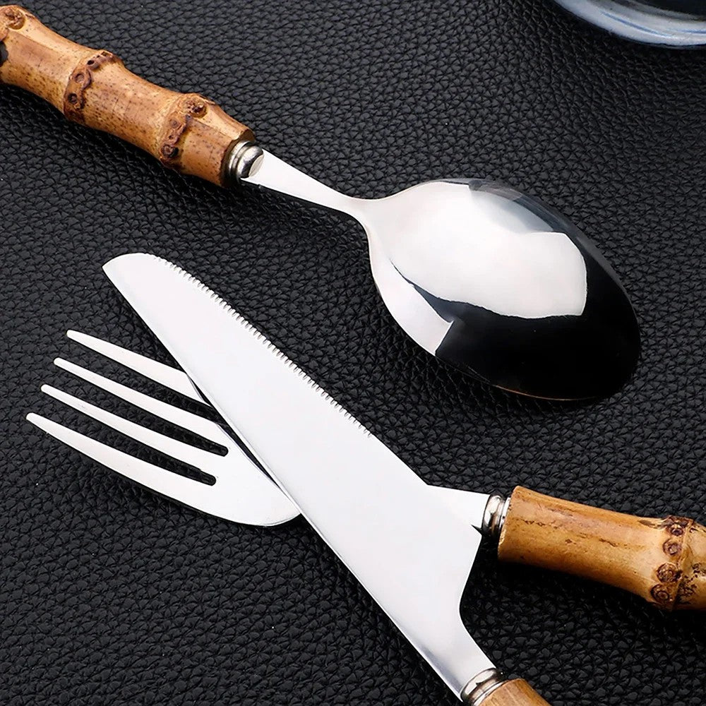 24-Piece Bamboo Cutlery Set