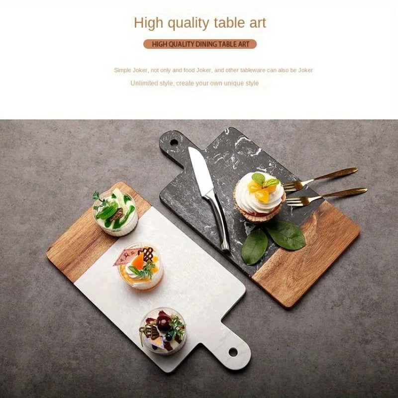 Double-Sided Acacia Wood & Marble Cutting Board