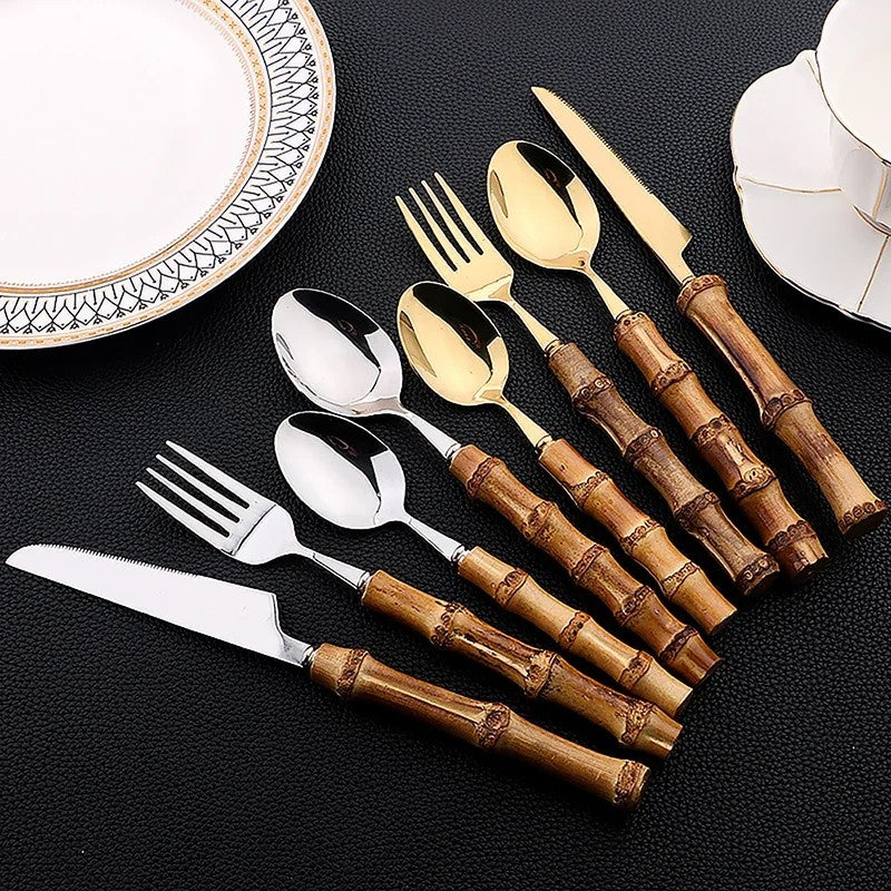 24-Piece Bamboo Cutlery Set