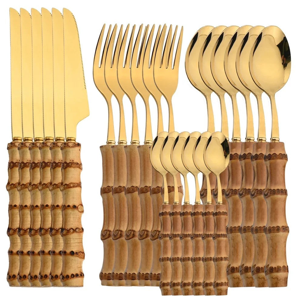 24-Piece Bamboo Cutlery Set