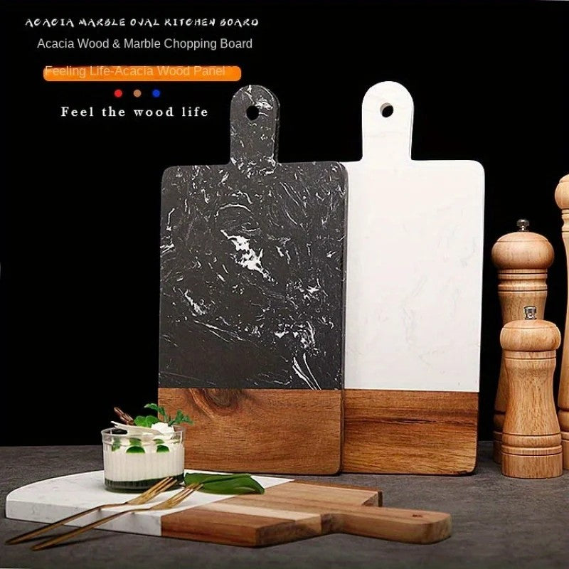 Double-Sided Acacia Wood & Marble Cutting Board