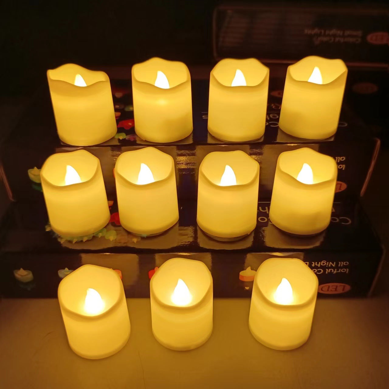 Set of 6 Short Wax Flameless Flickering LED Candles