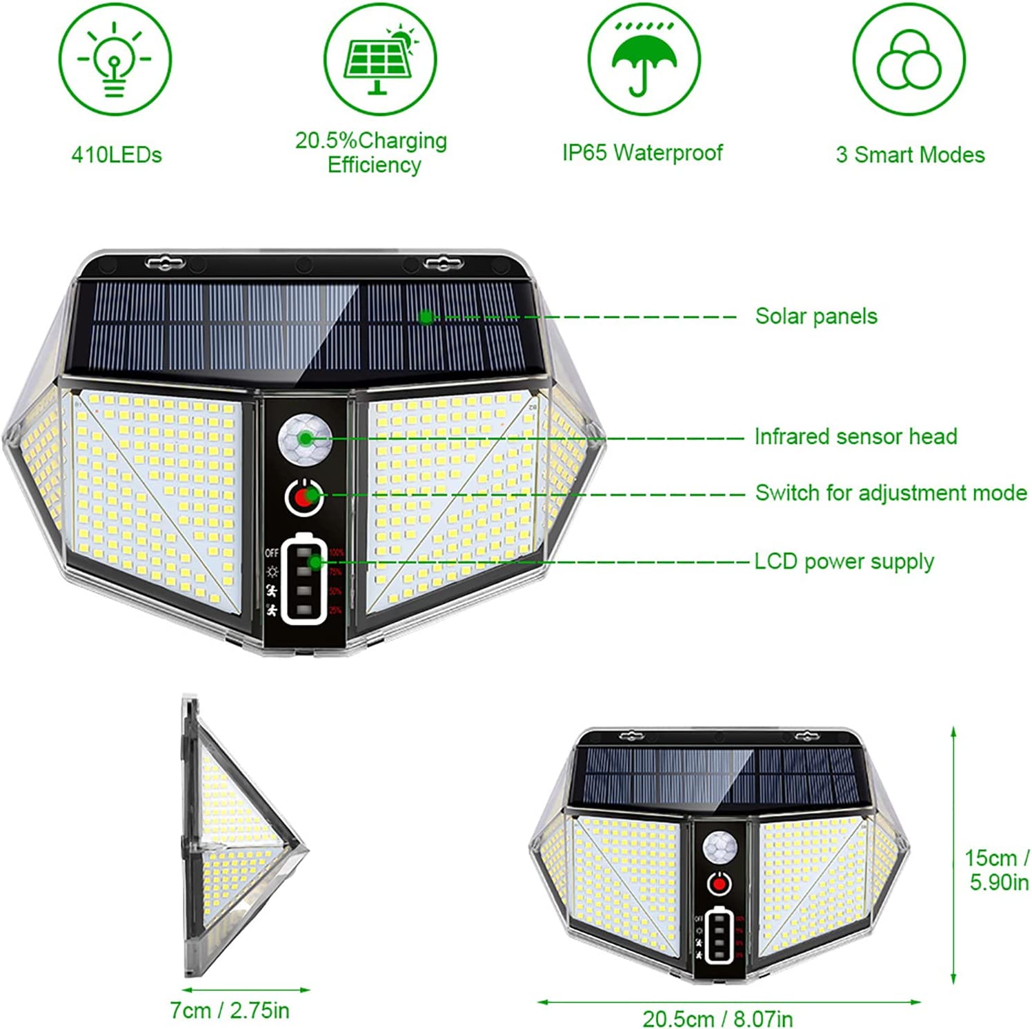 WallMega™- The 410 LED Solar Fence Light